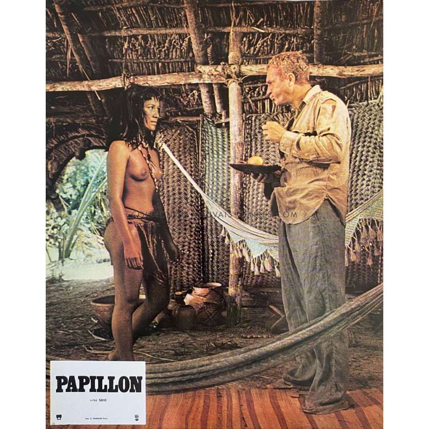 PAPILLON French Lobby Card N01 - 9x12 in. - 1973 - Franklin J. Schaffner, Steve McQueen