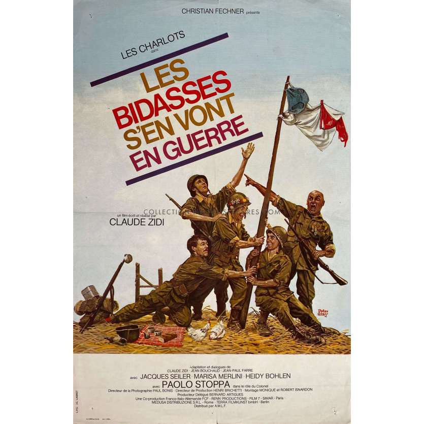 LES BIDASSES S'EN VONT EN GUERRE French Movie Poster- 15x21 in. - 1974 - Claude Zidi, Gérard Rinaldi