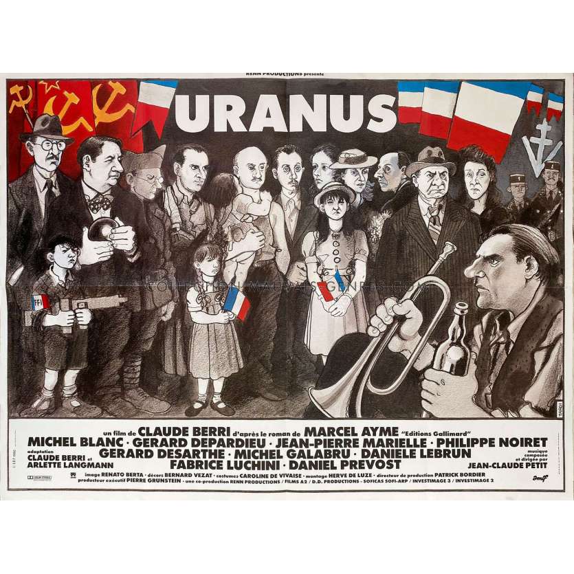 URANUS Affiche de film- 60x80 cm. - 1990 - Gérard Depardieu, Claude Berri