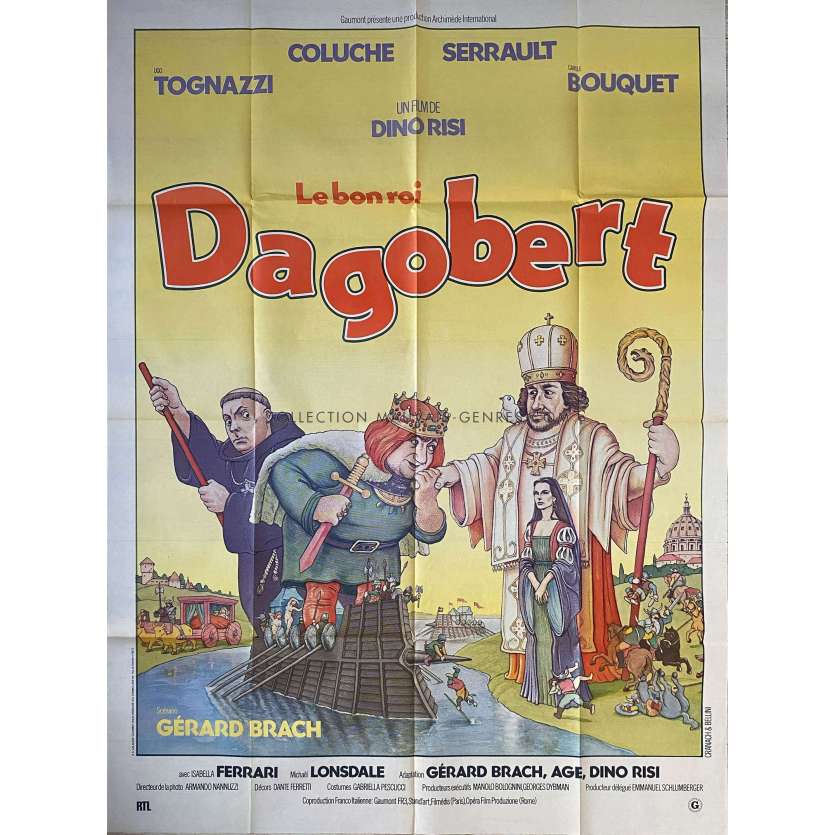 GOOD KING DAGOBERT French Movie Poster- 47x63 in. - 1984 - Dino Risi, Coluche