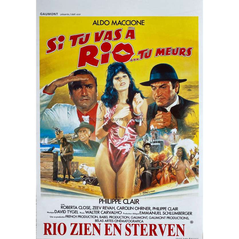 SI TU VAS A RIO TU MEURS Affiche de film- 35x55 cm. - 1987 - Aldo Maccione, Philippe Clair