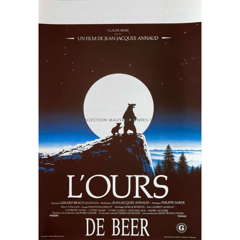 L'OURS Affiche de film- 32x50 cm. - 1988 - Tchéky Karyo, Jean-Jacques Annaud