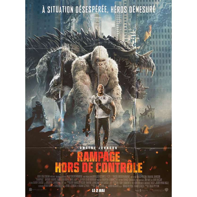 RAMPAGE French Movie Poster- 47x63 in. - 2018 - Brad Peyton, Dwayne Johnson