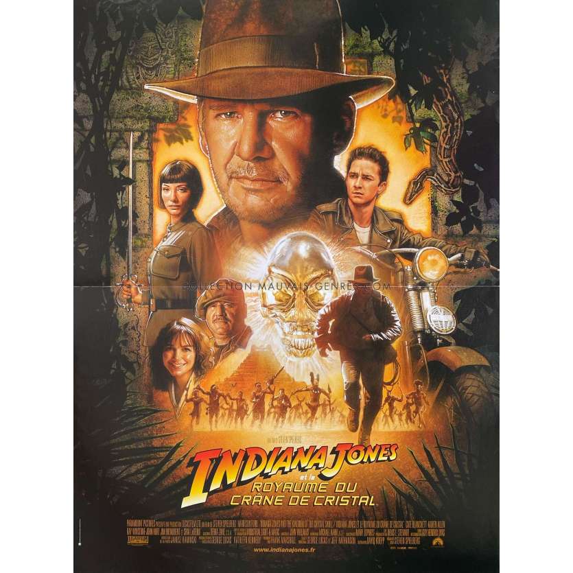 INDIANA JONES AND THE KINGDOM OF THE CRYSTAL SKULL French Movie Poster- 15x21 in. - 2008 - Steven Spielberg, Harrison Ford