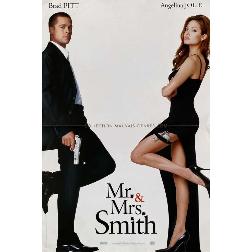 MR. & MRS. SMITH French Movie Poster- 15x21 in. - 2005 - Doug Liman, Brad Pitt