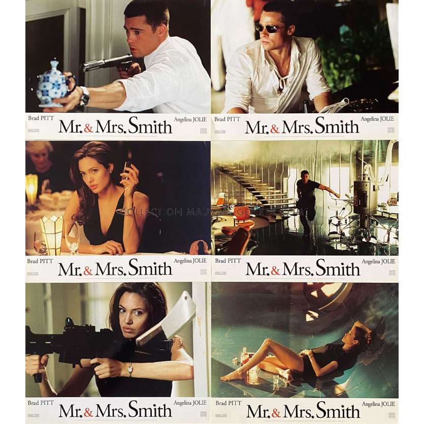 MR. & MRS. SMITH French Lobby Cards x6 - 9x12 in. - 2005 - Doug Liman, Brad Pitt