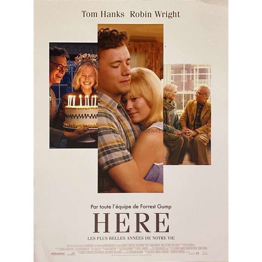 HERE French Movie Poster- 15x21 in. - 2024 - Robert Zemeckis, Tom Hanks