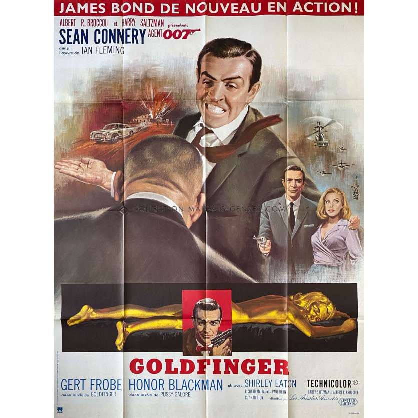 GOLDFINGER Affiche de film- 120x160 cm. - 1964/R1980 - Sean Connery, Guy Hamilton