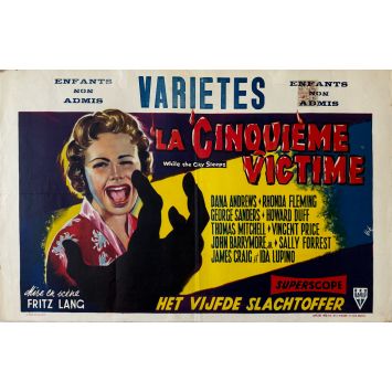 WHILE THE CITY SLEEPS Belgian Movie Poster- 14x21 in. - 1956 - Fritz Lang, Dana Andrews