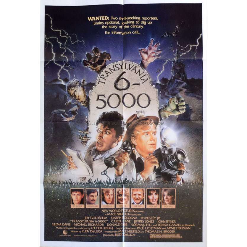 TRANSYLVANIA 6-5000 Affiche de film69x104 - 1985 - Geena Davis, Rudy De Luca