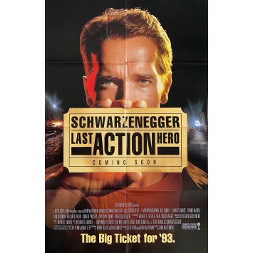 LAST ACTION HERO Affiche de film Prev. Double face. - 69x104 cm. - 1993 - Arnold Schwarzenegger, John McTiernan