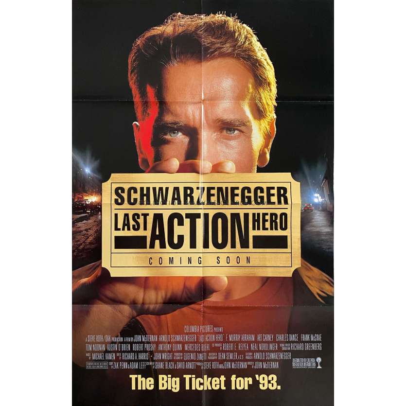 LAST ACTION HERO U.S Movie Poster Adv. Double sided. - 27x41 in. - 1993 - John McTiernan, Arnold Schwarzenegger