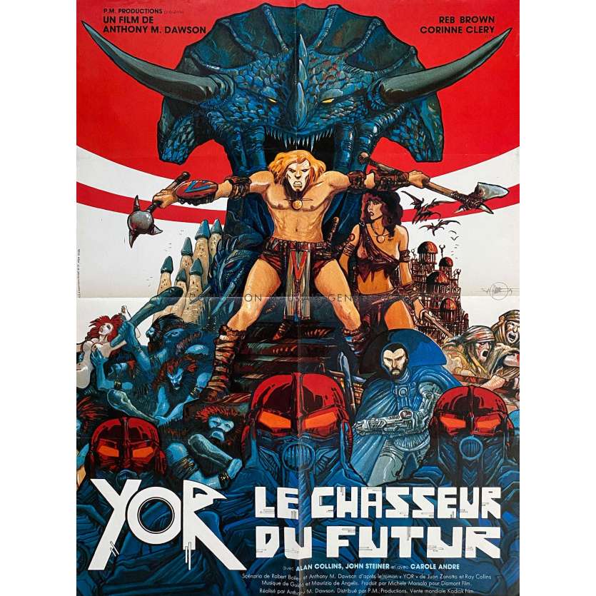 YOR THE HUNTER FROM THE FUTURE French Movie Poster- 23x32 in. - 1983 - Antonio Margheriti, Reb Brown