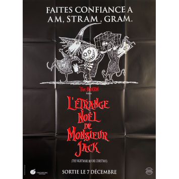 THE NIGHTMARE BEFORE CHRISTMAS French Movie Poster Am Stram Gram Style - 47x63 in. - 1993 - Tim Burton, Danny Elfman