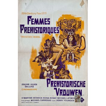 PREHISTORIC WOMEN Belgian Movie Poster- 14x21 in. - 1967 - Michael Carreras, Edina Ronay