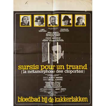 CLOPORTES French Movie Poster 18x26in approx. - 17x23 in. - 1965 - Pierre Granier-Deferre, Lino Ventura