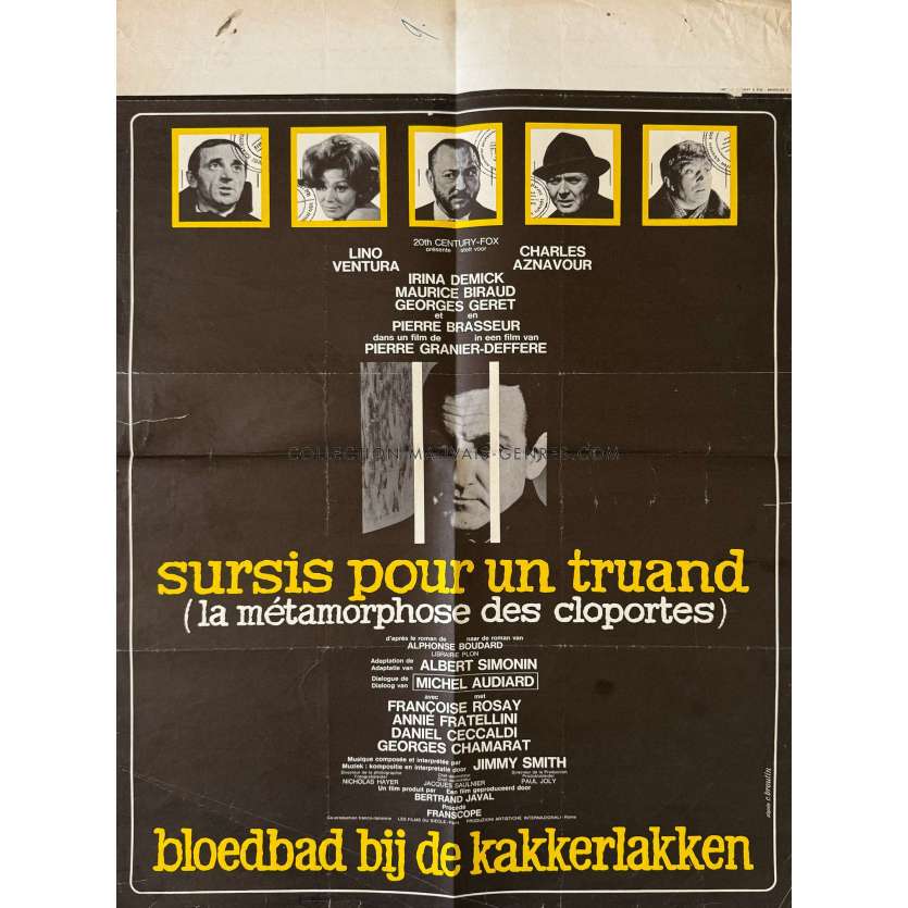 CLOPORTES French Movie Poster 18x26in approx. - 17x23 in. - 1965 - Pierre Granier-Deferre, Lino Ventura