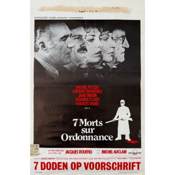 SEVEN DEATHS BY PRESCRIPTION Belgian Movie Poster- 14x21 in. - 1975 - Jacques Rouffio, Michel Piccoli