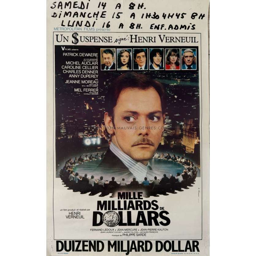 MILLE MILLIARDS DE DOLLARS Affiche de film- 35x55 cm. - 1982 - Patrick Dewaere, Henri Verneuil