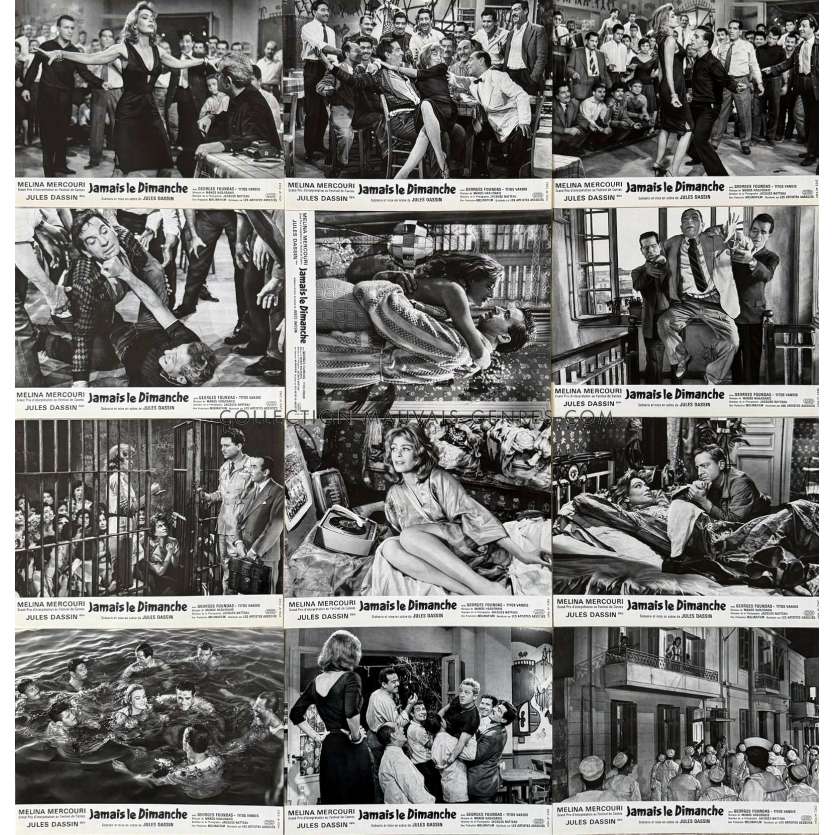 NEVER ON SUNDAY French Lobby Cards x12 - 9x12 in. - 1960 - Jules Dassin, Melina Mercouri