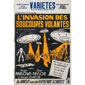 EARTH VS. THE FLYING SAUCERS Belgian Movie Poster- 14x21 in. - 1956 - Ray Harryhausen, Hugh Marlowe