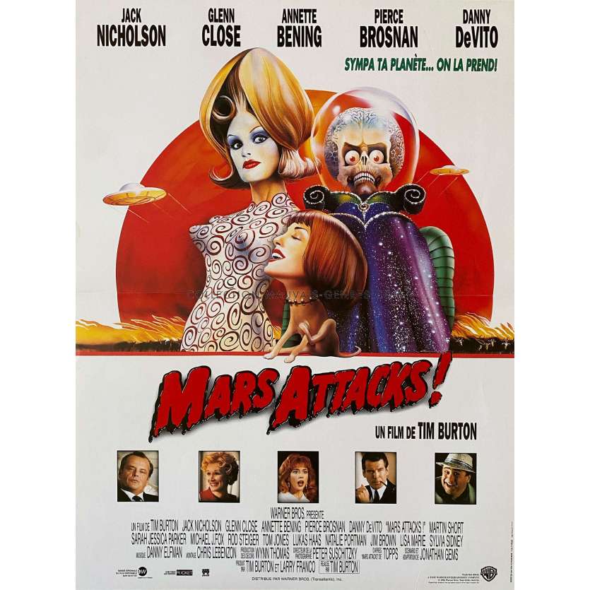 MARS ATTACKS Affiche de cinéma- 40x54 cm. - 1996 - Jack Nicholson, Tim Burton