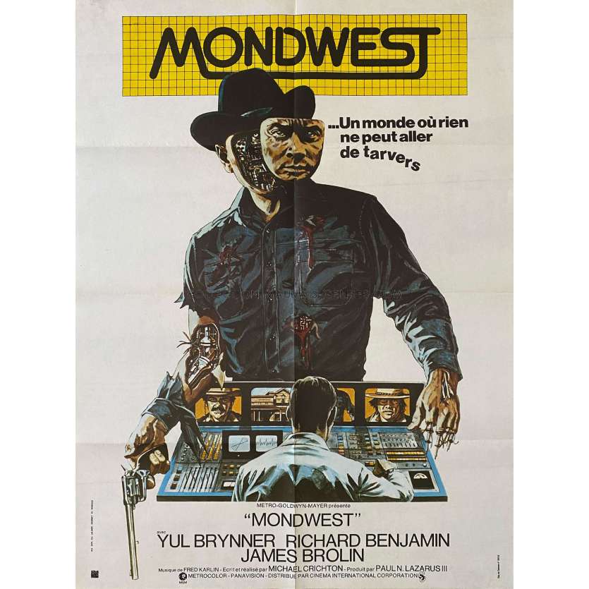 MONDWEST Affiche de cinéma- 60x80 cm. - 1973 - Yul Brynner, Michael Crichton