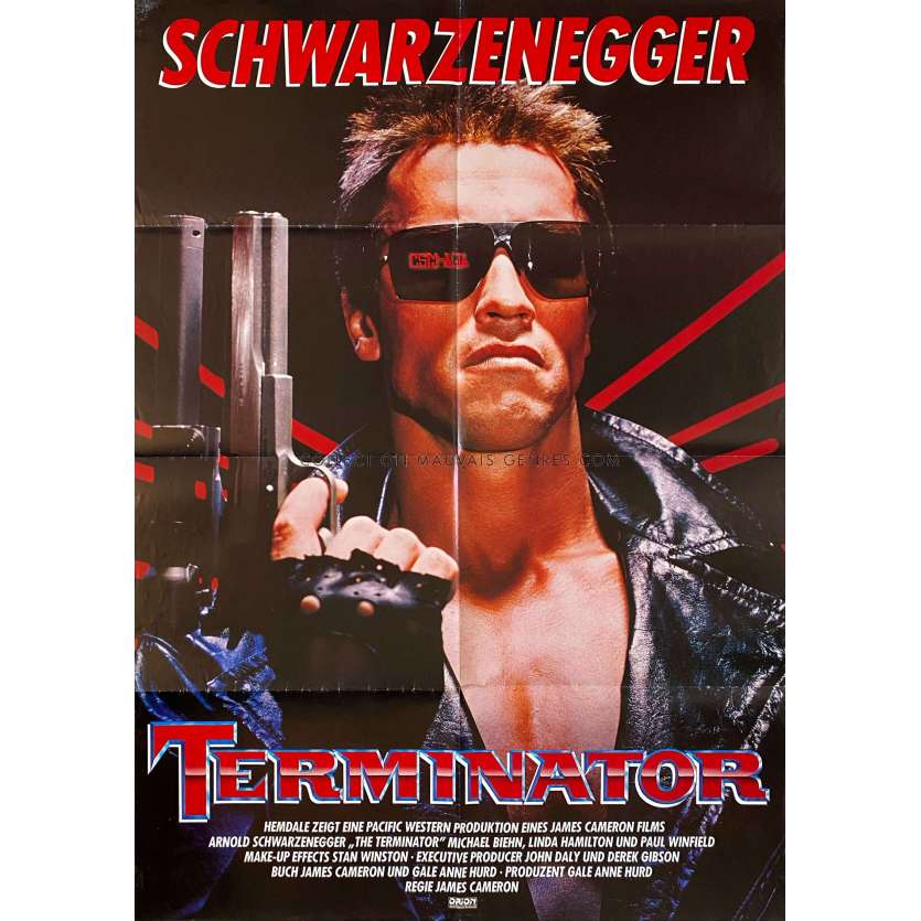 TERMINATOR German Movie Poster- 33x47 in. - 1983 - James Cameron, Arnold Schwarzenegger