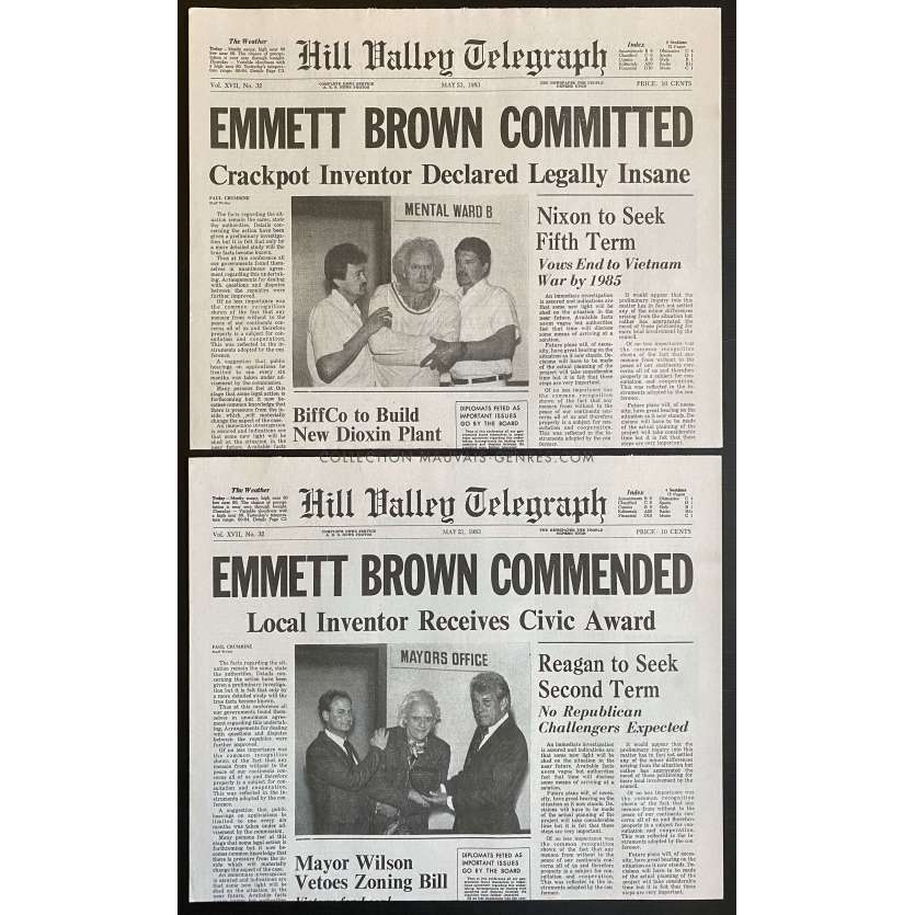 BACK TO THE FUTURE Newspapers Prop Replicas Emmett Brown 15x21 in. US - 1985