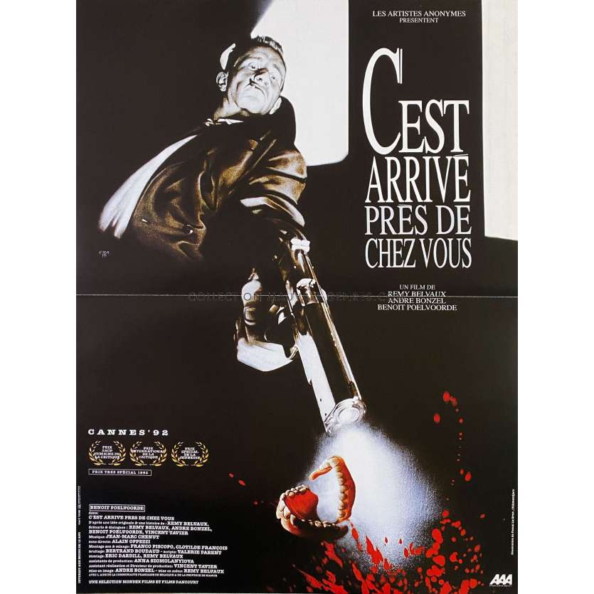 MAN BITES DOG Movie Poster- 15x21 in. - 1992 - Remy Belvaux, Benoit Poolvoerde