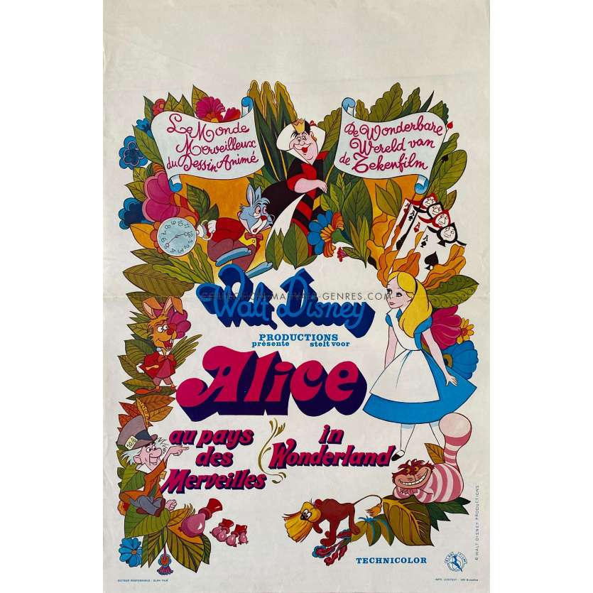 ALICE AU PAYS DES MERVEILLES Affiche de cinéma- 35x55 cm. - 1951/R1970 - Ed Wynn, Walt Disney