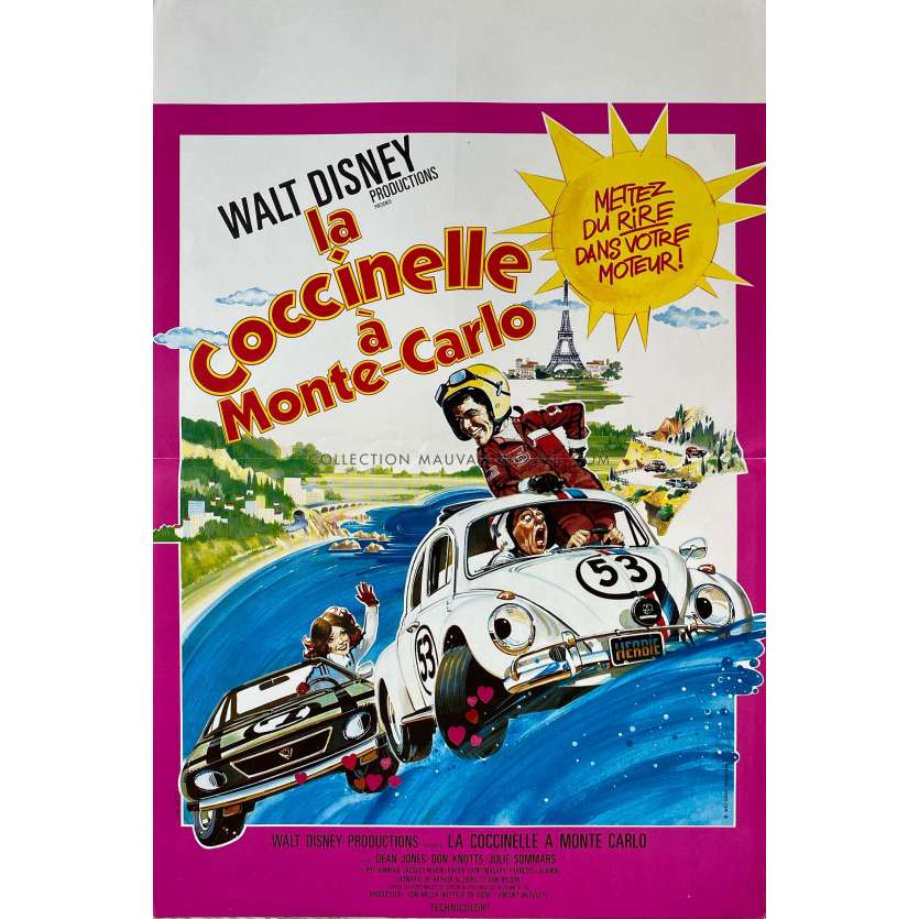 HERBIE GOES TO MONTE CARLO French Movie Poster- 15x21 in. - 1977 - Walt Disney, Dean Jones