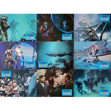 20,000 LEAGUES UNDER THE SEA French Lobby Cards x9 - 10x12 in. - 1963/R1970 - Richard Fleisher, Kirk Douglas