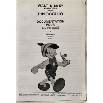 PINOCCHIO Dossier de presse 8p avec supplément. - 21x30 cm. - 1940/R1970 - Mel Blanc, Disney