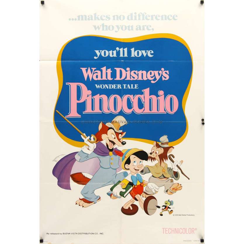 PINOCCHIO 1sh R78 Disney classic fantasy cartoon about a wooden boy who wants to be real!