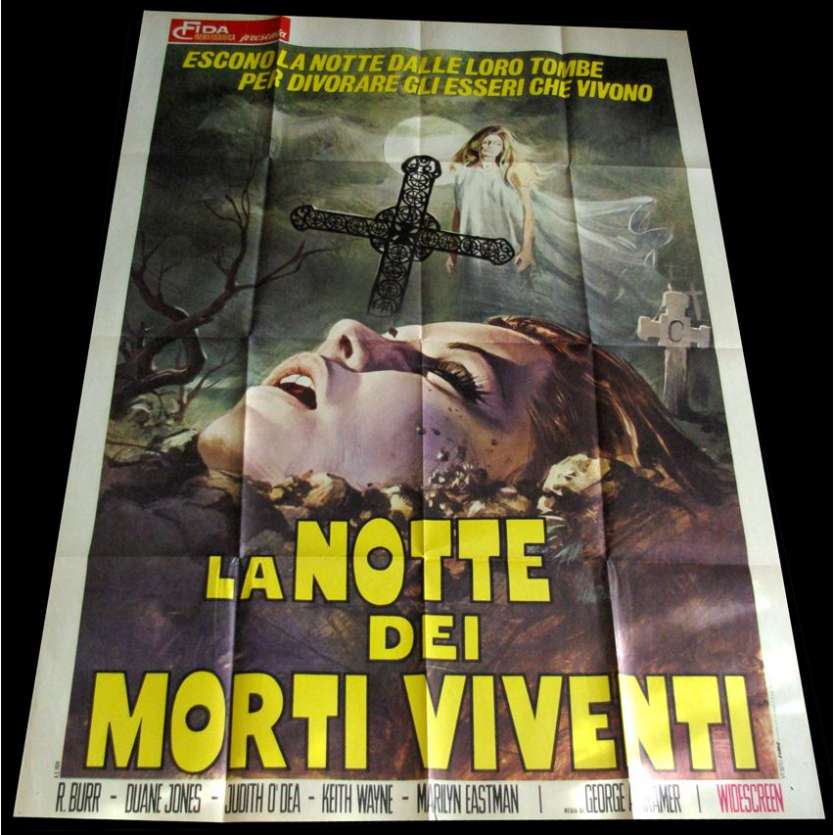 LA NUIT DES MORTS-VIVANTS Rare Affiche Italienne 100x140 Movie Poster Romero '68 Zombies