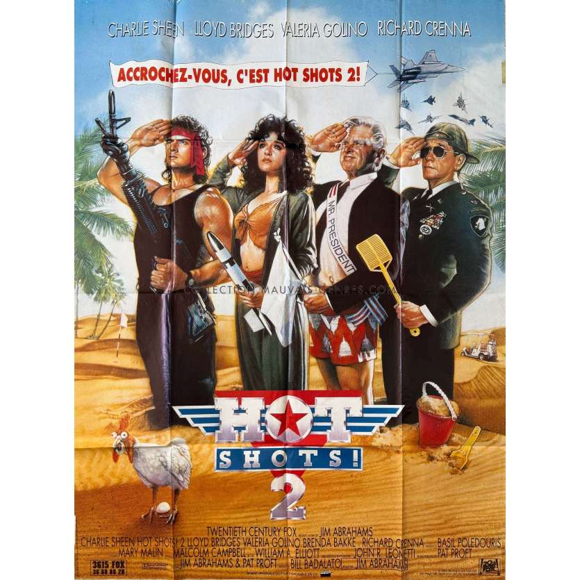 HOT SHOTS 2 Affiche de film- 120x160 cm. - 1993 - Charlie Sheen, Jim Abrahams