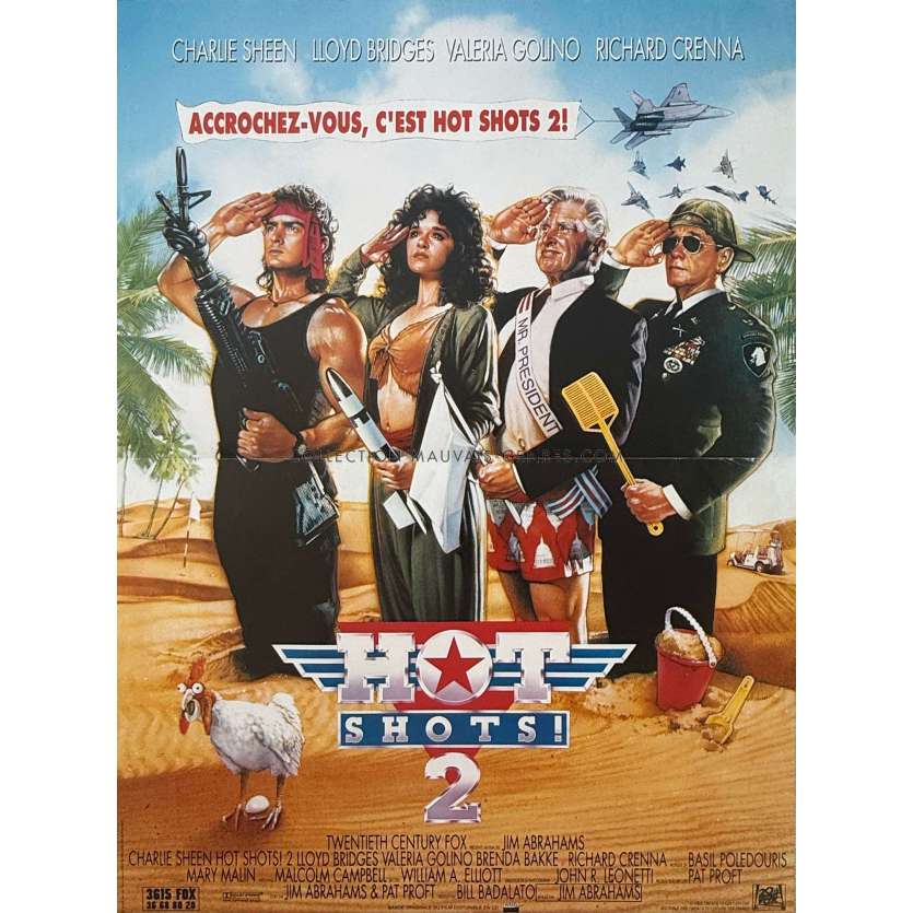 HOT SHOTS 2 Affiche de film- 40x54 cm. - 1993 - Charlie Sheen, Jim Abrahams