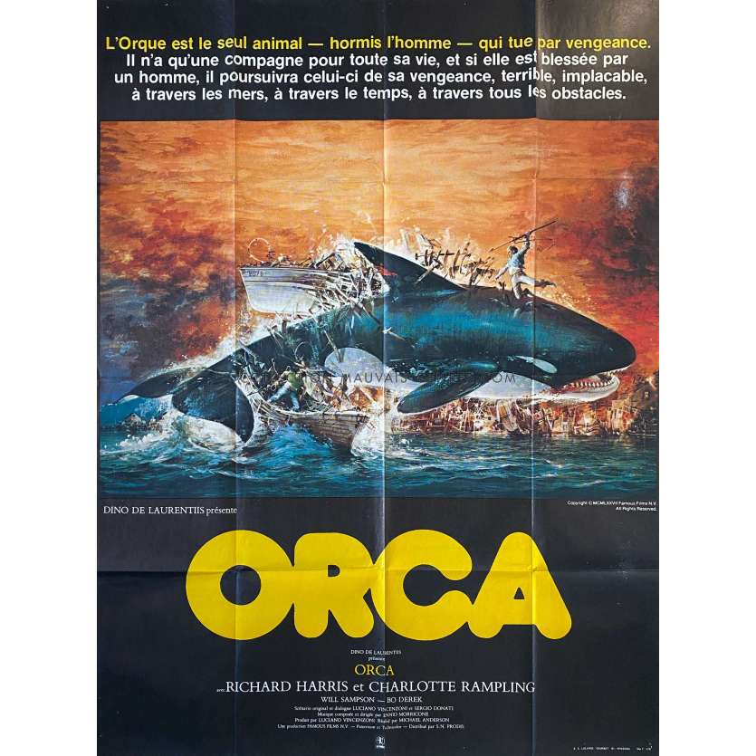 ORCA Affiche de film- 120x160 cm. - 1977 - Richard Harris, Michael Anderson