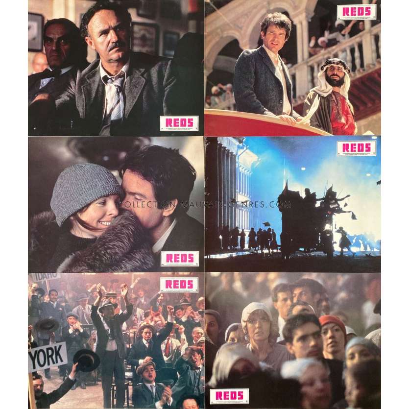 REDS French Lobby Cards x6 - 9x12 in. - 1981 - Warren Beatty, Diane Keaton