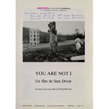 YOU ARE NOT I Dossier de presse 4p - 21x30 cm. - 1981 - Jim Jarmusch, Sara Driver