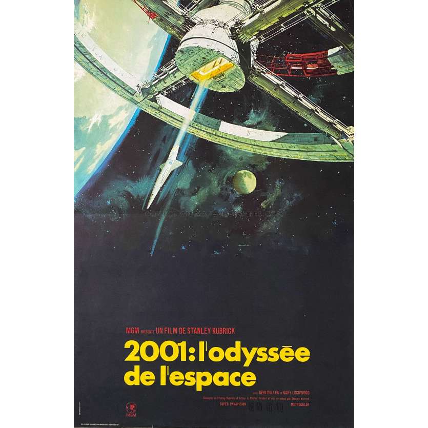 2001 A SPACE ODYSSEY French Movie Poster- 15x21 in. - 1968/R1980 - Stanley Kubrick, Keir Dullea