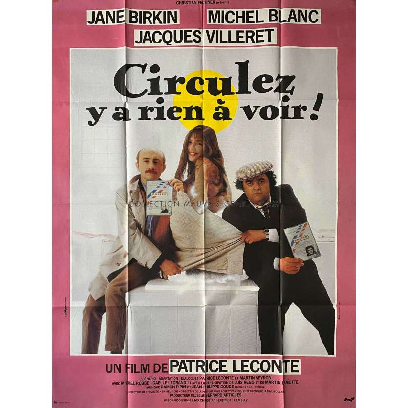 CIRCULEZ Y'A RIEN A VOIR Affiche de film- 120x160 cm. - 1983 - Jane Birkin, Patrice Leconte