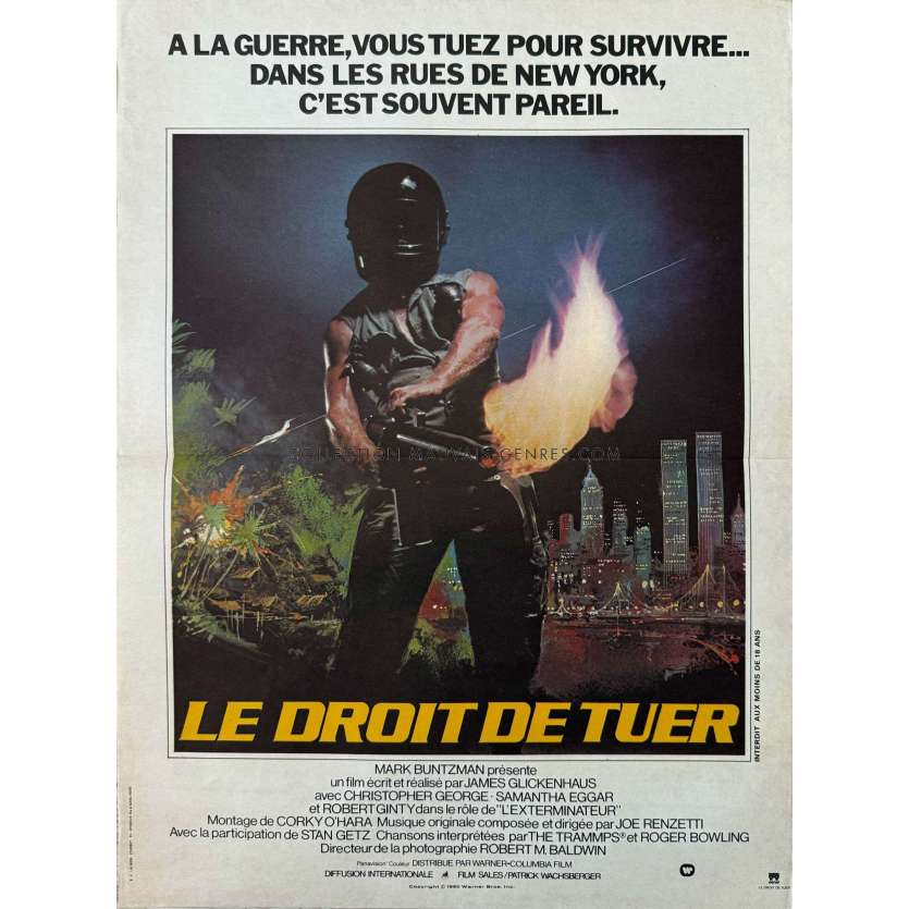 LE DROIT DE TUER Affiche de film- 40x54 cm. - 1980 - Robert Ginty, James Glickenhaus