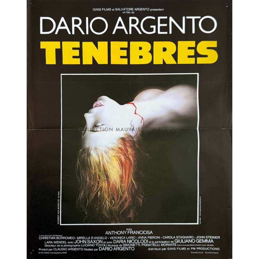 TENEBRES Affiche de film- 40x54 cm. - 1982 - John Saxon, Dario Argento