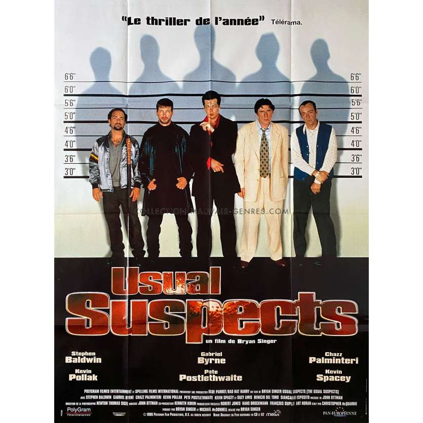 USUAL SUSPECTS Affiche de film- 120x160 cm. - 1995 - Kevin Spacey, Bryan Singer