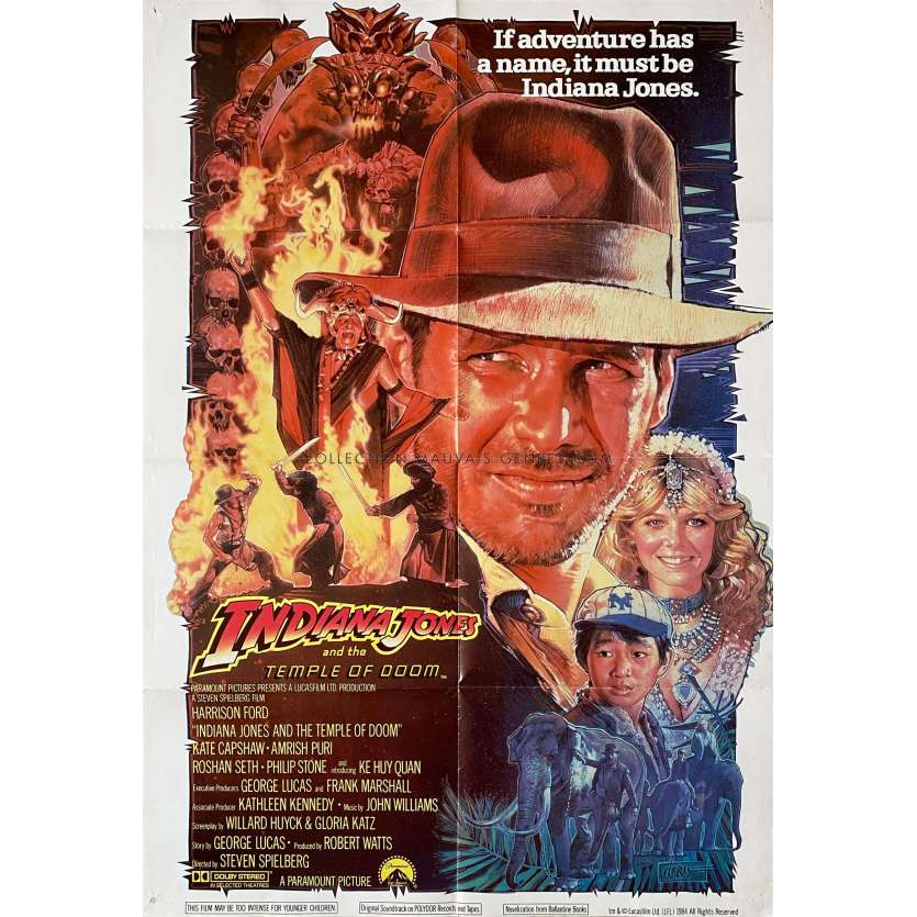 INDIANA JONES ET LE TEMPLE MAUDIT Affiche de film Inter. - 69x102 cm. - 1984 - Harrison Ford, Steven Spielberg