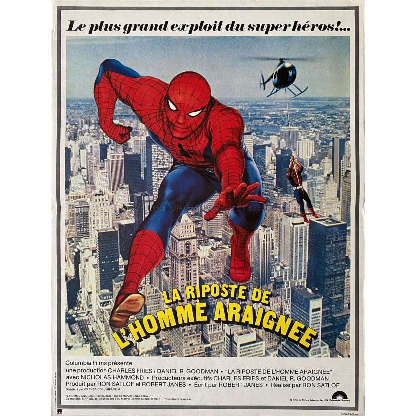 SPIDER-MAN STRIKES BACK French Movie Poster- 15x21 in. - 1978 - Ron Satlof, Nicholas Hammond