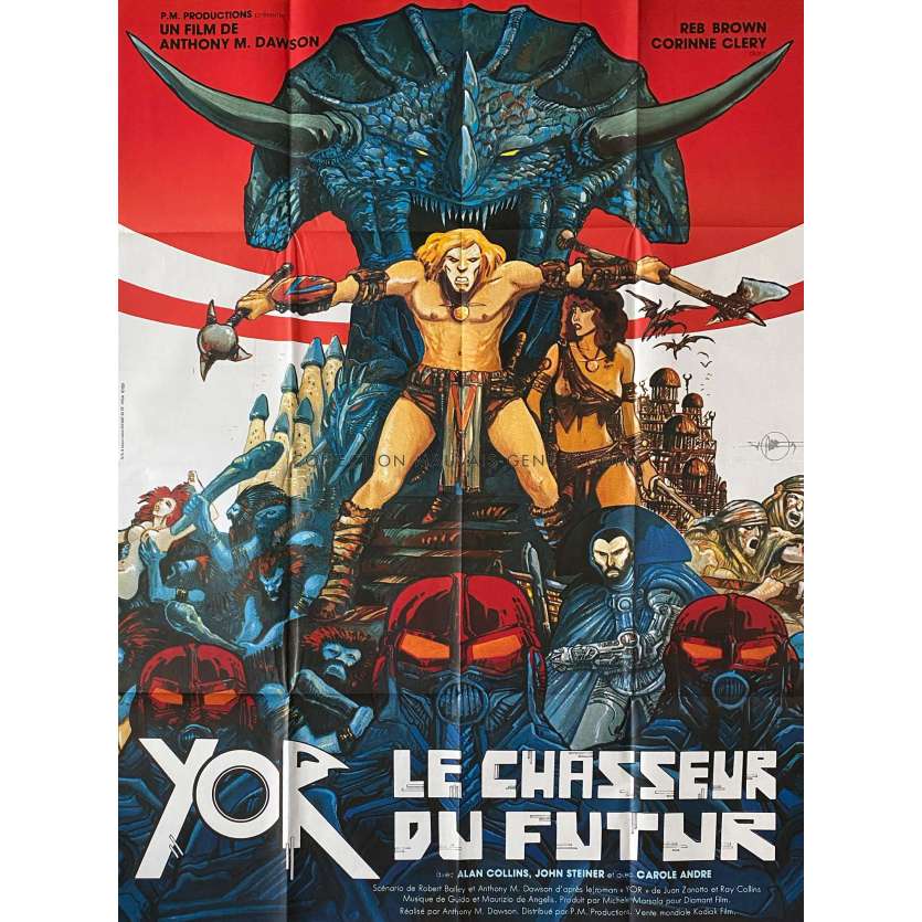 YOR THE HUNTER FROM THE FUTURE French Movie Poster- 47x63 in. - 1983 - Antonio Margheriti, Reb Brown