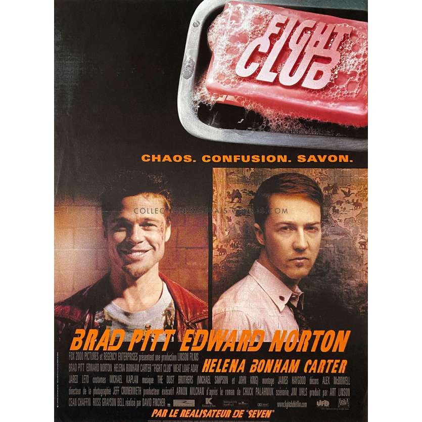 FIGHT CLUB French Movie Poster 1st release. - 15x21 in. - 1999 - David Fincher, Brad Pitt